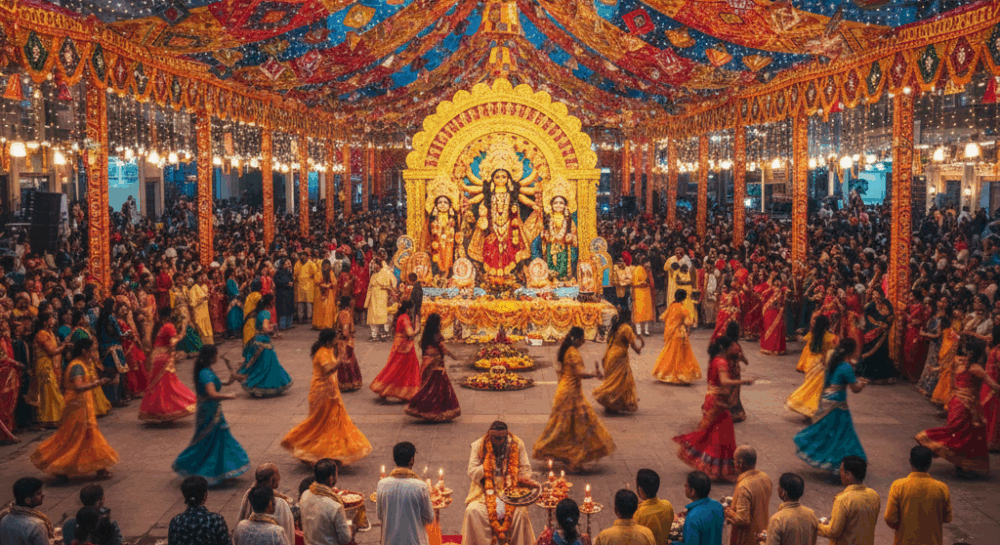 नवरात्रि पंडाल-प्रबंधन, गरबा-स्थल व देवी-पूजा की योजनाएँ