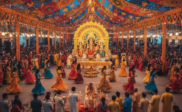 नवरात्रि पंडाल-प्रबंधन, गरबा-स्थल व देवी-पूजा की योजनाएँ