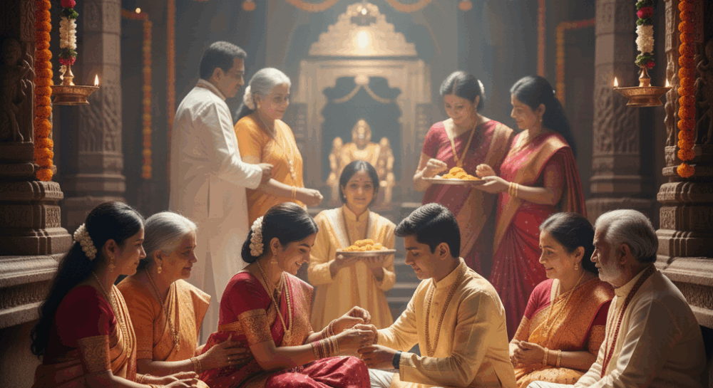 रक्षाबंधन मंदिरों में पारिवारिक आशीर्वाद व समाज-सेवा कार्यक्रम